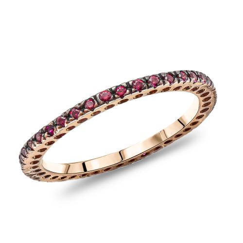 Δαχτυλίδι με Ροζ Πέτρες από Ροζ Χρυσό 14 Καρατίων DX1969