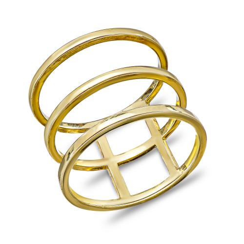 Δαχτυλίδι Τριπλό από Κίτρινο Χρυσό 14 Καρατίων DX1966