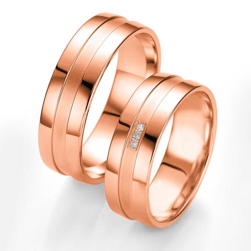 Ροζ Χρυσή Βέρα Γάμου Breuning με ή χωρίς Πέτρες WR308R diamonds k14
