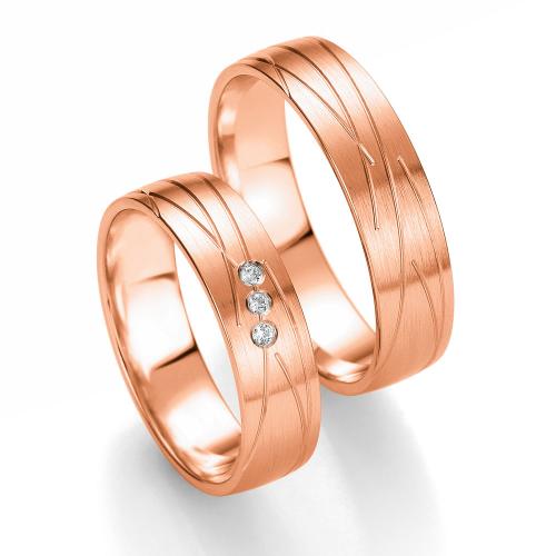 Ροζ Χρυσή Βέρα Γάμου Breuning με ή χωρίς Πέτρες WR311R diamonds k8
