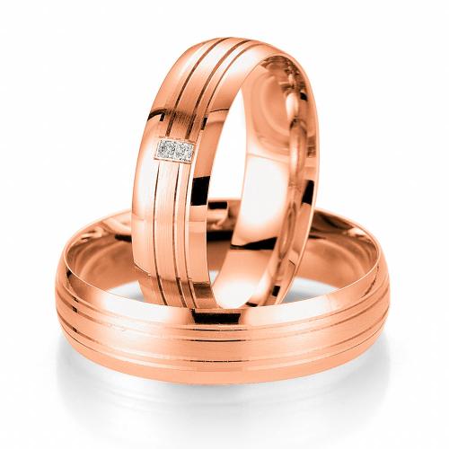 Ροζ Χρυσή Βέρα Γάμου Breuning με ή χωρίς Πέτρες WR312R diamonds k14