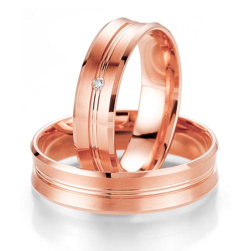 Ροζ Χρυσή Βέρα Γάμου Breuning με ή χωρίς Πέτρες WR316R diamonds k14