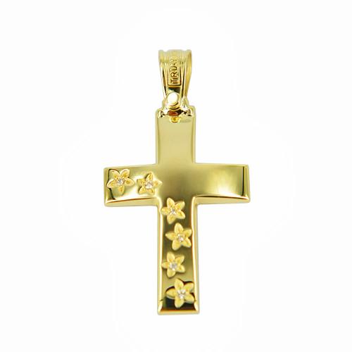 Σταυρός Βάπτισης 14 Καρατίων Κίτρινος Χρυσός Γυναικείος ΤΡΙΑΝΤΟΣ ST1106