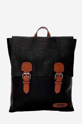Backpack Μονόχρωμη 022438 ΜΑΥΡΟ