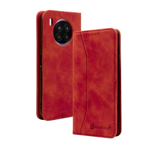 Bodycell PU Leather Wallet θήκη για Huawei Nova 8i. Red