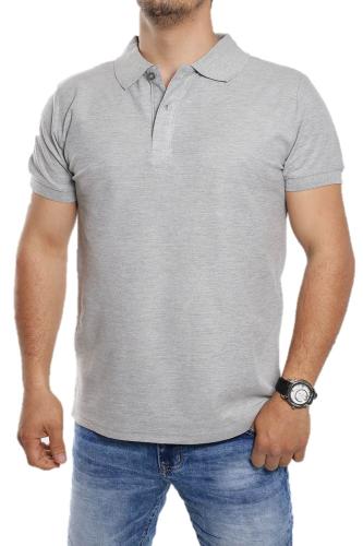 Ανδρική μπλούζα σε στυλ πόλο σε κλασική ίσια γραμμή Γκρι
