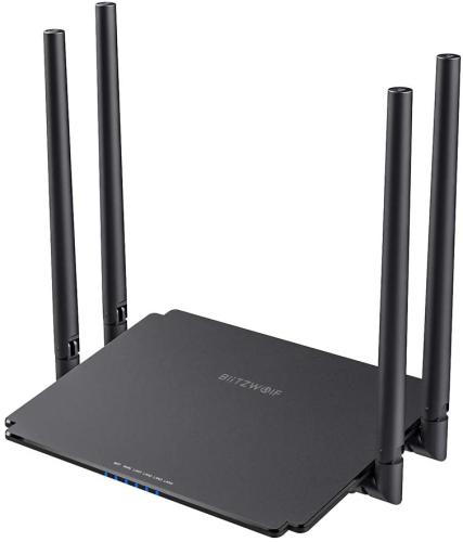 BlitzWolf BW-NET1 Wireless Dual Band Router 1200Mbps , 4x 5 dBi Antennas and 512 Memory - Black