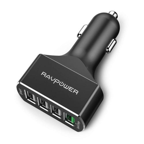 RAVPower QC3.0 54W 4-Port USB Car Charger - Black