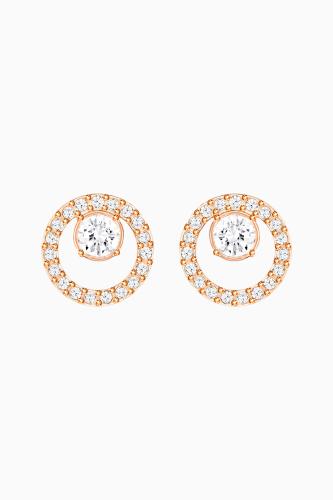Swarovski Creativity Circle Pierced Earrings, White, Rose-gold tone plated - 5199827