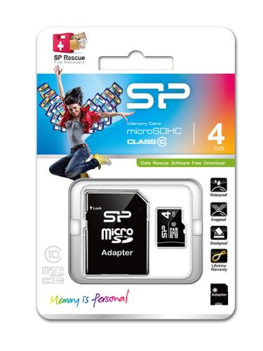4GB MicroSD card class 4 w/SD Adaptοr 4W