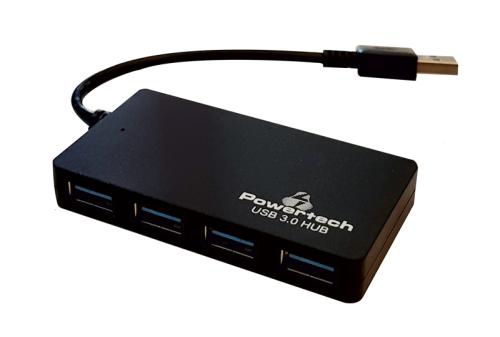 POWERTECH USB 3.0 Hub 4 Ports DC port μαύρο PT-705