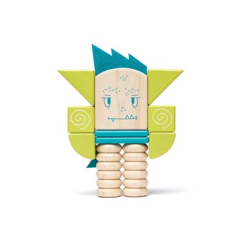 Tegu - Sticky Monsters - Zip Zap Magnetic Wooden Blocks - 12 pieces