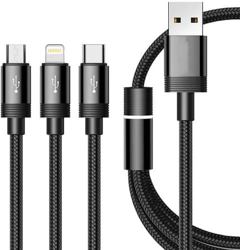 YK-Design 3A Charging Lightning Cable 3 in 1 - Μήκος 1.2μ