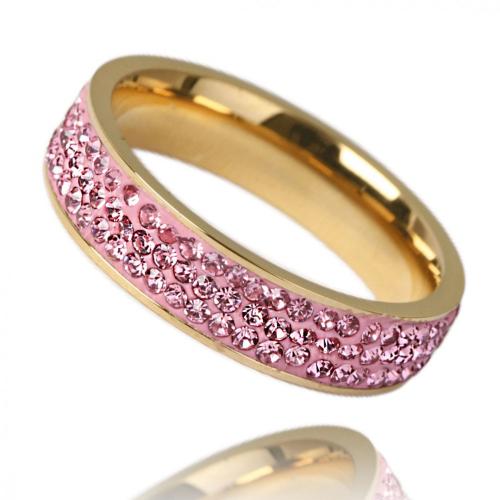 Δαχτυλίδι από Ανοξείδωτο Ατσάλι Επιχρυσωμένο με Χρυσό 14 Καρατιών και ροζ πέτρες