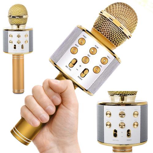 Ασύρματο μικρόφωνο Karaoke - Bluetooth ηχείο - V6 – Gold