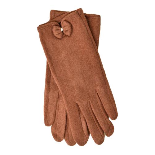 Γυναικεία γάντια με φιογκάκι Καφέ 13410
