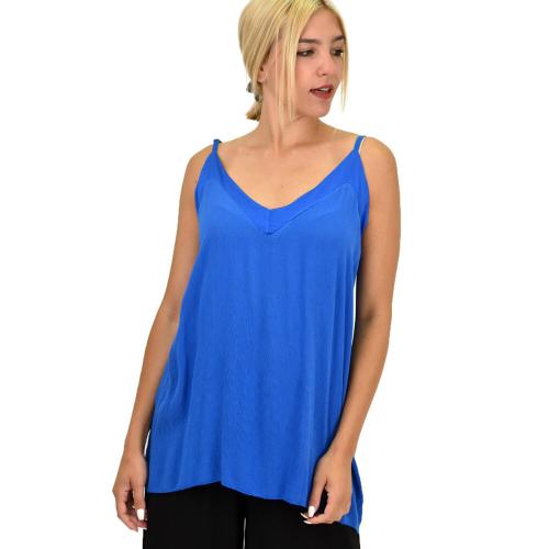 Γυναικεία Plus μπλούζα με ρυθμιζόμενες τιράντες Μπλε Ρουά 21389