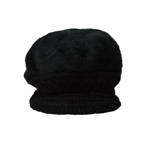 Γυναικείο πλεκτό καπέλο με γείσο Μαύρο 22711