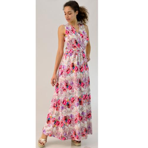 Φόρεμα φλοράλ κρουαζέ Ροζ 2110