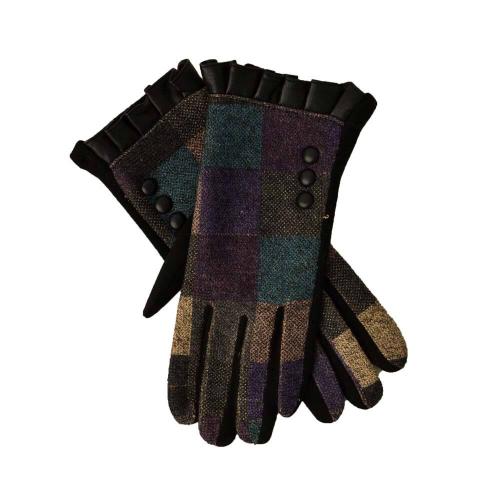 Γυναικεία γάντια καρό Μωβ 5635