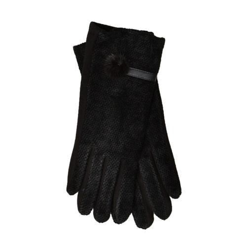 Γυναικεία γάντια με φουντάκι Μαύρο 13406