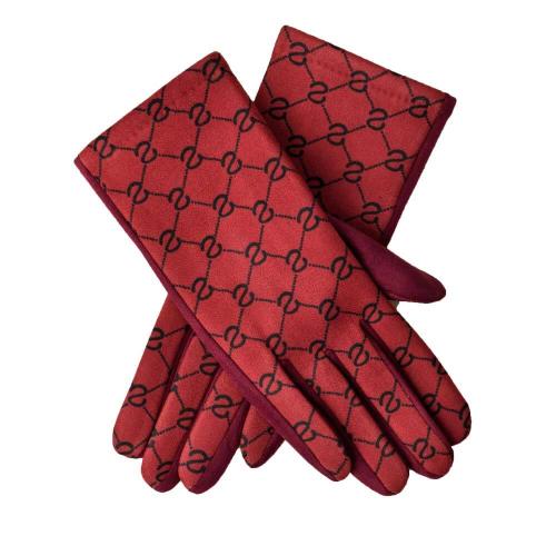 Γυναικεία γάντια με τύπωμα σχέδιο S Μπορντώ 4765