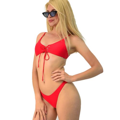 Σετ bikini με κορδόνια Κόκκινο 3102
