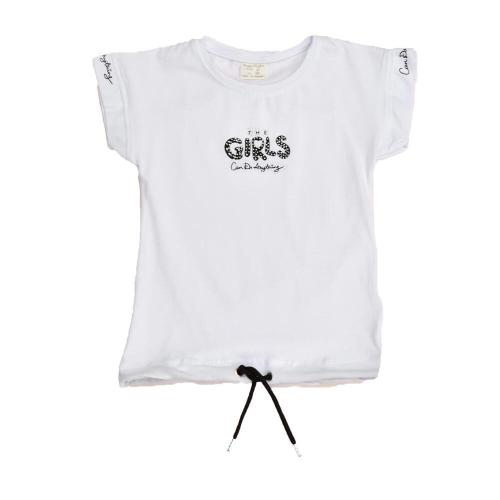 Παιδική μπλούζα με τύπωμα και στρας GIRLS Λευκό 16380