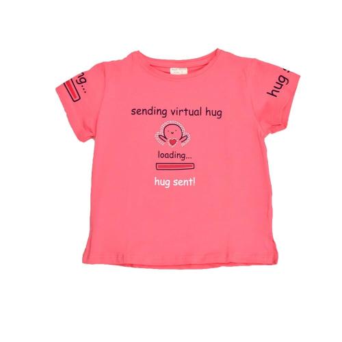 Παιδική μπλούζα με τύπωμα και στρας hug sent Ροζ 16396