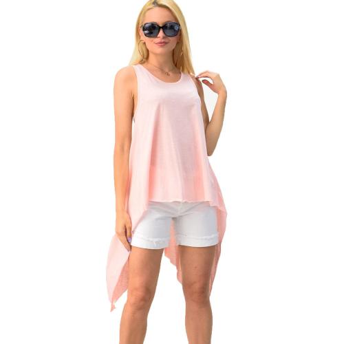 Γυναικεία basic μπλούζα με μύτες Απαλό Ροζ 3263