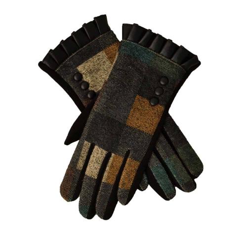 Γυναικεία γάντια καρό Μουσταρδί 5661