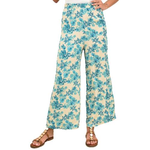 Γυναικεία παντελόνα με σχέδιο φλοράλ Μπεζ 11160