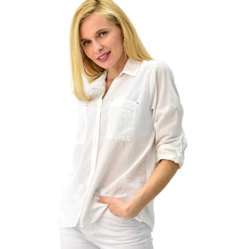 ​Γυναικείο πουκάμισο με γιακά Λευκό 5853