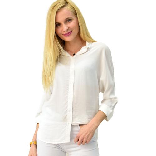 ​Γυναικείο πουκάμισο με γιακά Λευκό 5860