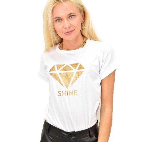 Γυναικείο T-Shirt με τύπωμα shine Λευκό 12983
