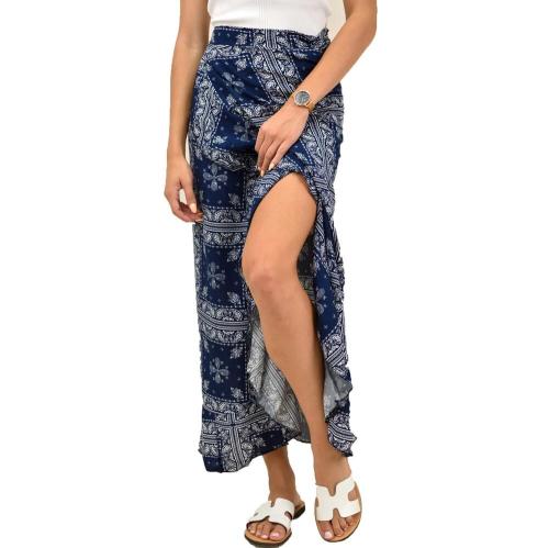 Κρουαζέ φούστα με βολάν με μοτίβο Μπλε 16785