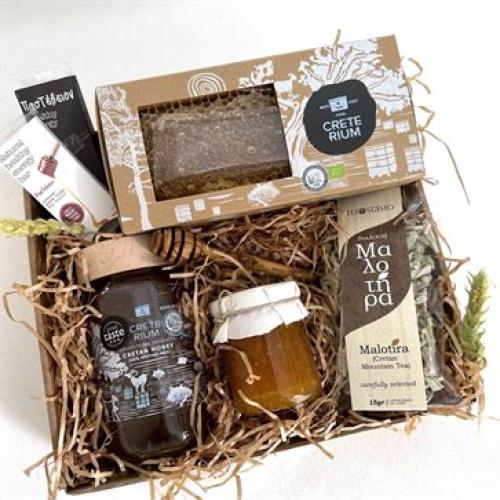 Ελληνικό Πρωϊνό με Βιολογικό Μέλι & Κηρήθρα | Ελληνικό Δώρο σε κουτί από ανακυκλωμένο χαρτί