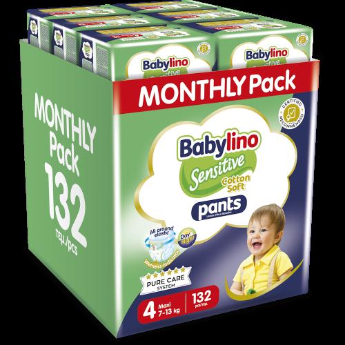 Πάνες Babylino Pants Cotton Soft No4 Monthly Pack 132τμχ (7-13Kg)