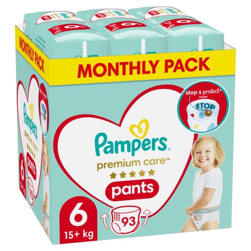 Πάνες Βρακάκι Pampers Premium Care Pants Νο 6 (15+kg) Monthly Pack 93τμχ