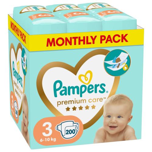Πάνες Pampers Premium Care Νο 3 Monthly Box 200τμχ (6-10kg)
