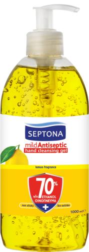 Septona Αντισηπτική λοσιόν για τα χέρια 1000ml με άρωμα Λεμόνι 70% Αιθυλική Αλκοόλη