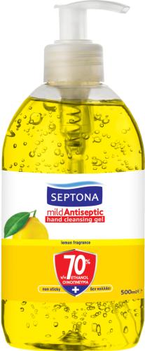 Septona Αντισηπτική λοσιόν για τα χέρια 500ml με άρωμα Λεμόνι 70% Αιθυλική Αλκοόλη