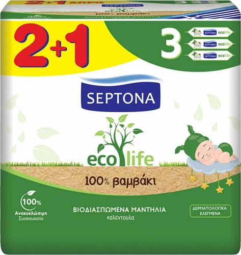 Septona Μωρομάντηλα Eco Life (3x60τμχ) 2+1 Δώρο
