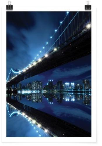 Αντανάκλαση γέφυρας του Μπρούκλιν στην θάλασσα, Πόλεις - Ταξίδια, Πόστερ, 20 x 30 εκ.