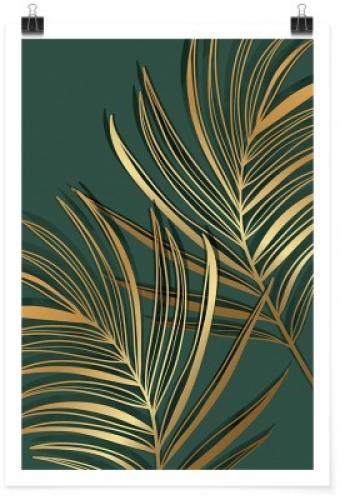 Χρυσά τροπικά φύλλα, Line Art, Πόστερ, 20 x 30 εκ.