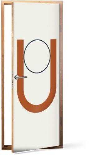 Πορτοκαλί καμπυλωτή γραμμή, Line Art, Αυτοκόλλητα πόρτας, 60 x 170 εκ.
