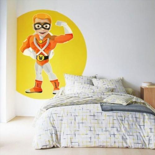 Πορτοκαλί σούπερ ήρωας, Κόμικς, Αυτοκόλλητα τοίχου, 70 x 104 εκ.