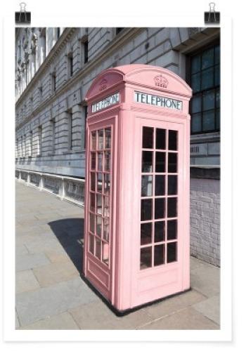 Ροζ τηλεφωνικός θάλαμος στο Λονδίνο, Πόλεις - Ταξίδια, Πόστερ, 20 x 30 εκ.