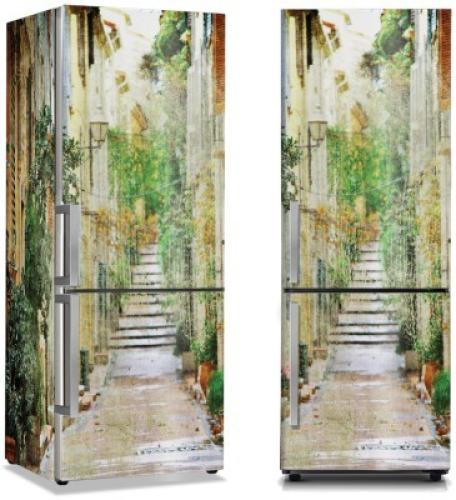 Σκαλοπάτια σε στενό της Ιταλίας, Πόλεις - Ταξίδια, Αυτοκόλλητα ψυγείου, 50 x 85 εκ.