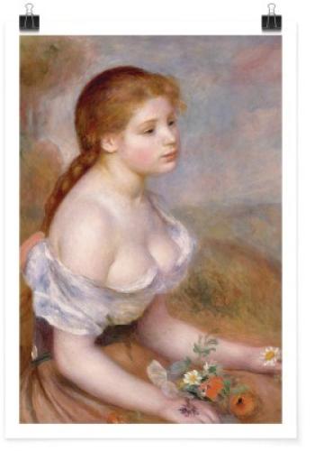 A Young Girl with Daisies, Renoir Pierre Auguste, Διάσημοι ζωγράφοι, 20 x 30 εκ.